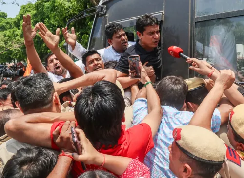 Uday Bhanu Chib leads Youth Congress protest over NEET paper leak in New Delhi