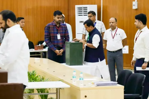 Patna: Nitin Navin votes in Bihar Assembly for Rajya Sabha