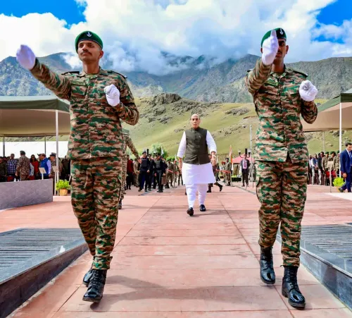 Drass: Rajnath Singh arrives at Kargil War Memorial
