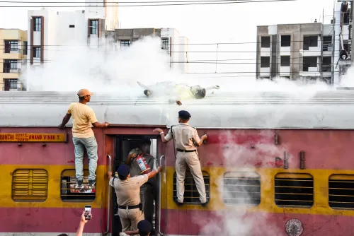 Smoke erupts from Jansadharan Express power car at Simri Bakhtiyarpur station
