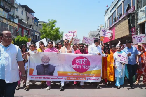 BJP MP Praveen Khandelwal Joins 'Nari Shakti Vandan Yatra' in New Delhi