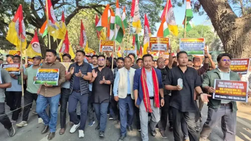 Why is BJP's ally Tipra Motha Party protesting in Agartala against remarks from Bangladesh leaders on Northeast India?