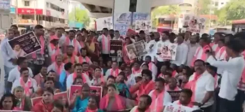 BRS protests in Hyderabad, demands arrest of Bandi Sanjay's son in POCSO case