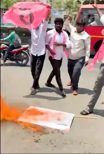 BRS Student Wing Protests BJP Office Following Tejasvi Surya's Controversial Comments