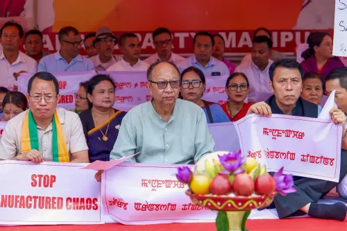 थांबल शांगलेन में BJP का धरना, CM खेमचंद भी शामिल