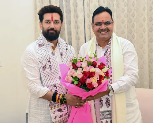 लोक जनशक्ति पार्टी अध्यक्ष चिराग पासवान और राजस्थान मुख्यमंत्री भजनलाल शर्मा की जयपुर में बैठक