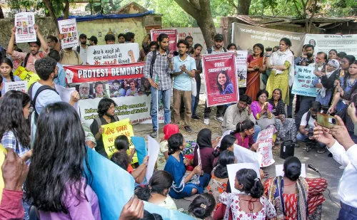 New Delhi: Protest Against Arrest of Noida Factory Workers