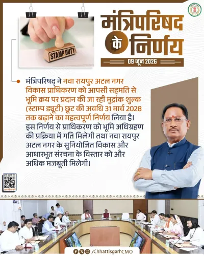 Chhattisgarh Cabinet Extends Stamp Duty Waiver for Nava Raipur Land Acquisition to 2028