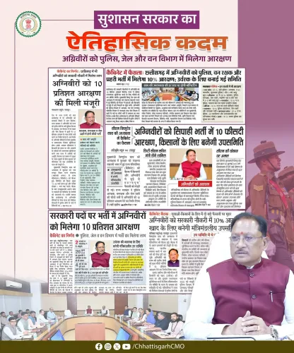 Chhattisgarh CMO Hails Cabinet Decisions for Agniveers, Farmers