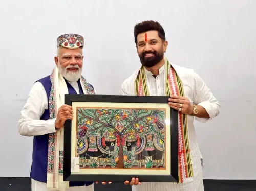 Chirag Paswan attends NDA meet at Bharat Mandapam, felicitates PM Modi