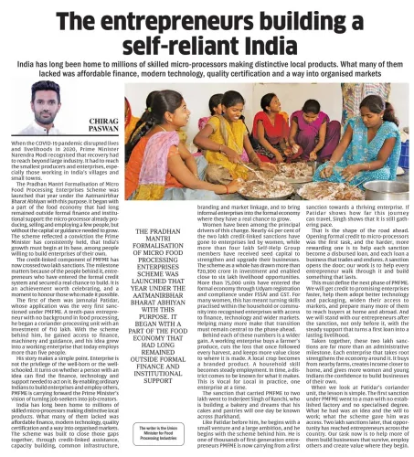 Chirag Paswan Hails 2 Lakh PMFME Credit Sanctions