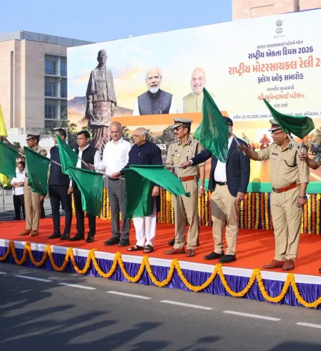 CM Bhupendra Patel Flags Off National Motorcycle Rally in Gandhinagar
