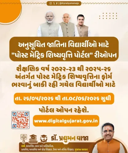 CM Bhupendra Patel Urges SC Students to Apply for Post Matric Scholarship