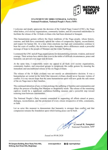 CM Conrad Sangma appeals for release of 6 Naga civilians