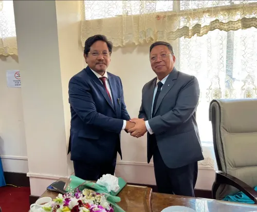 CM Conrad Sangma Greets Meghalaya Speaker Thomas Sangma