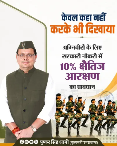 CM Dhami Announces 10% Govt Job Quota for Uttarakhand Agniveers