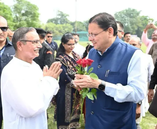 CM Dhami arrives in Hoshiarpur, welcomed by BJP workers and Uttarakhand diaspora