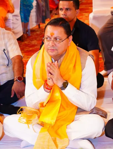 CM Dhami joins Shiv Mahapuran Katha in Dehradun