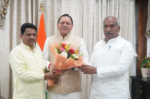 CM Dhami Meets Gadarpur MLA Arvind Pandey at Official Residence