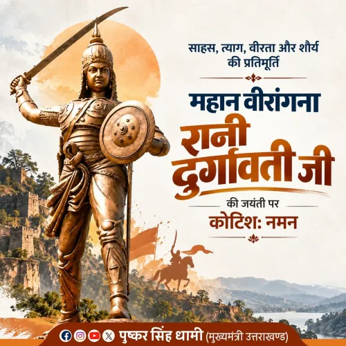 CM Dhami pays tribute to Rani Durgavati on her Jayanti