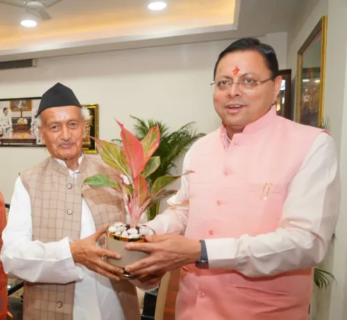 CM Dhami Receives Courtesy Call from Ex-CM Koshyari