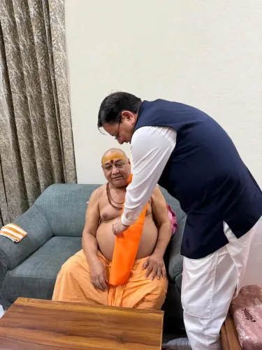 CM Dhami Seeks Blessings of Jagadguru Shankaracharya in Uttarakhand
