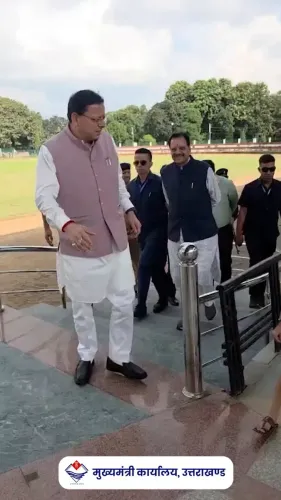 CM Dhami Stops to Chat With Children at Haldwani Helipad