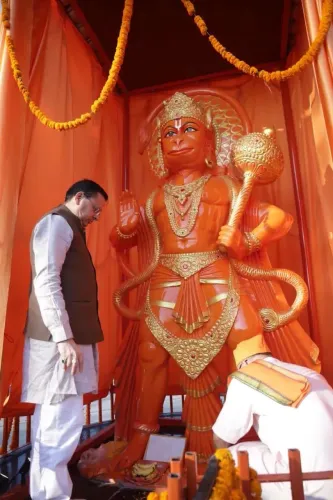 CM Dhami unveils 11-ft Hanuman statue in Banbasa, renames Patni Tiraha