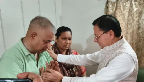 CM Dhami Visits Haripur Kalan to Condole BJYM Leader's Bereavement