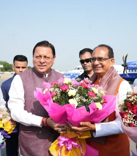 CM Dhami Welcomes Union Minister Chouhan at Pantnagar Airport