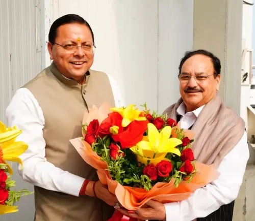 CM Dhami Welcomes Union Minister Nadda at Dehradun Airport