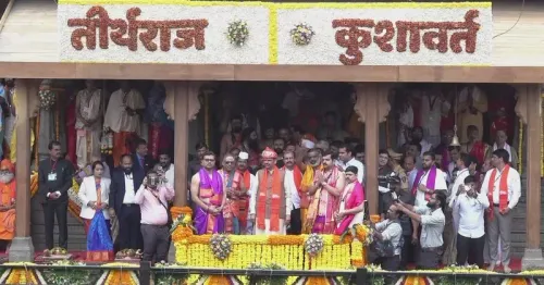 CM Fadnavis consecrates flag at Kushavart Tirth for Nashik Kumbh 2027