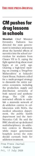 CM Fadnavis Pushes Drug Awareness Lessons in Maharashtra Schools