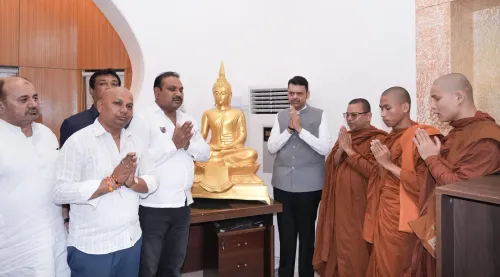 CM Fadnavis Receives Buddhist Monks at Ramgiri, Nagpur
