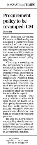 CM Fadnavis to Revamp Maharashtra Procurement Policy