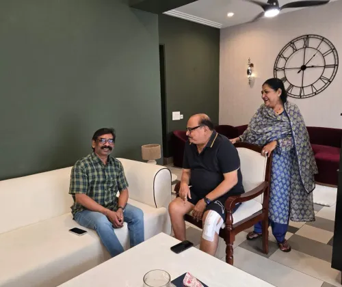 CM Hemant Soren Visits JMM MP Sarfaraz Ahmad After Knee Surgery