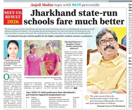 CM Hemant Soren's free coaching helps 25 govt school students crack NEET-UG 2026