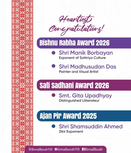 CM Himanta Congratulates Bishnu Rabha, Sati Sadhani & Ajan Pir Awardees