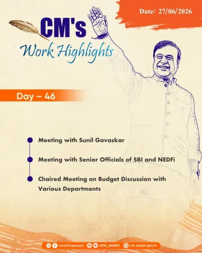 CM Himanta Reviews Budget, Meets Gavaskar on Day 46