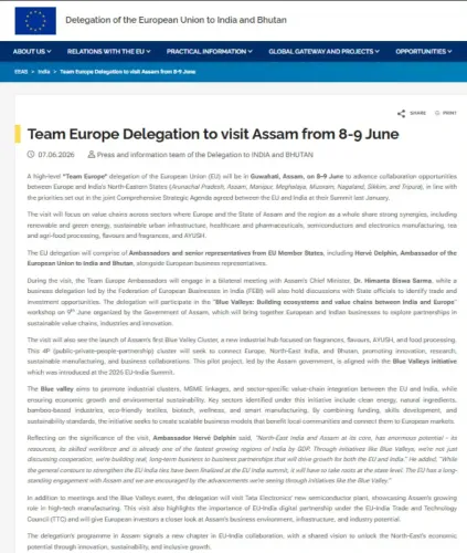 CM Himanta Welcomes EU Delegation to Assam Ahead of June 8 Visit