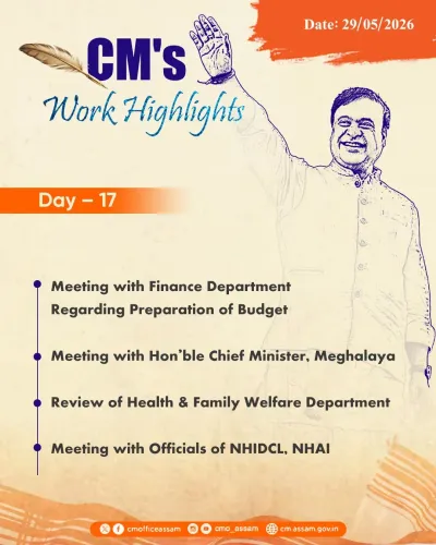 CM Himanta's Day 17 Work Highlights Posted by Assam CMO