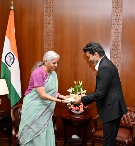 CM Joseph Vijay calls on Union FM Nirmala Sitharaman in Delhi