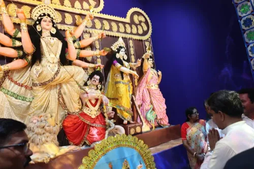 CM Manik Saha Visits Grandias Club Puja Pandal on Panchami