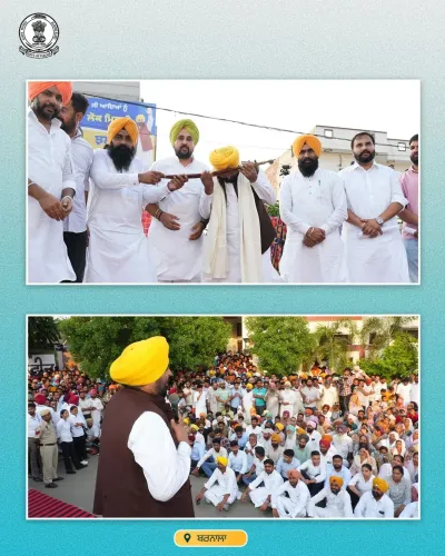 CM Mann Hands ₹51 Lakh Cheque to Jhaloor Village Sarpanch