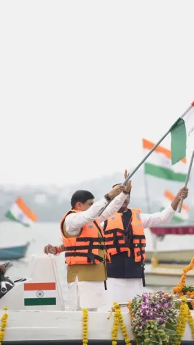 CM Mohan Yadav joins Tiranga boat rally at Bhopal's Boat Club
