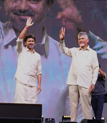 CM Naidu, TN CM Vijay Join Vijayawada Utsav 2.0 at Punnami Ghat