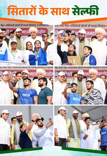 CM Nayab Saini Celebrates Haryana's Sports Stars in Selfie