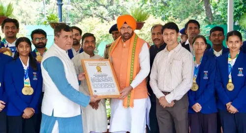 CM Nayab Saini Meets World Yogasana Championship Medallists