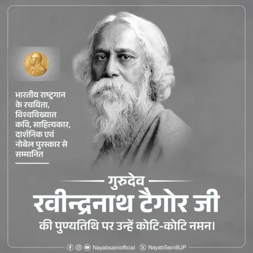 CM Nayab Saini pays tribute to Rabindranath Tagore on death anniversary