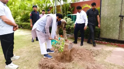 CM Nayab Saini Plants Trees at Sant Kabir Kutir, Urges Haryana to Go Green